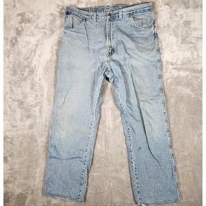 Vintage Wrangler Jeans Men's 38X30 Fleece Lined Rugged Wear Workwear Warm Blue